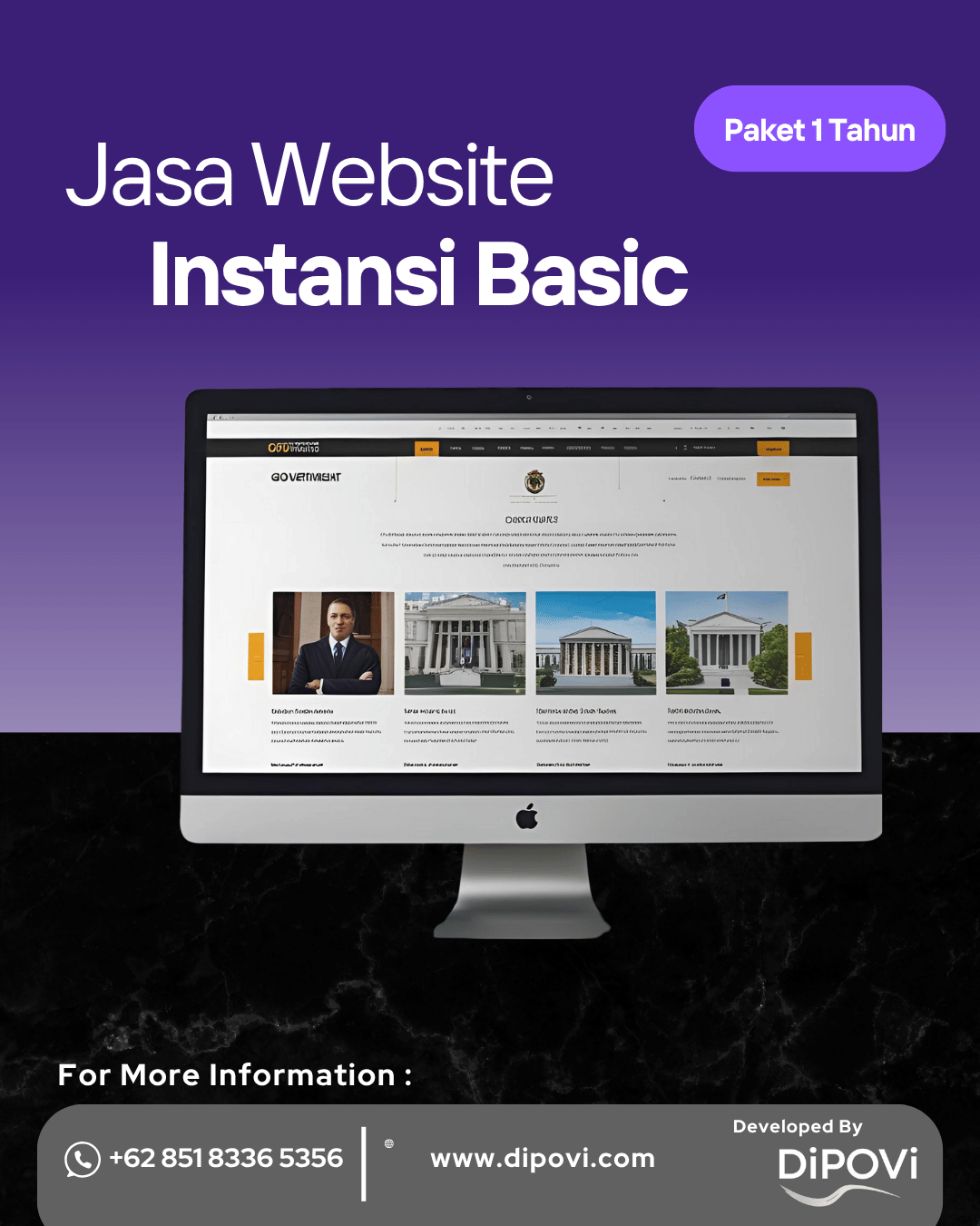 Jasa Website Instansi Basic Paket 1 Tahun