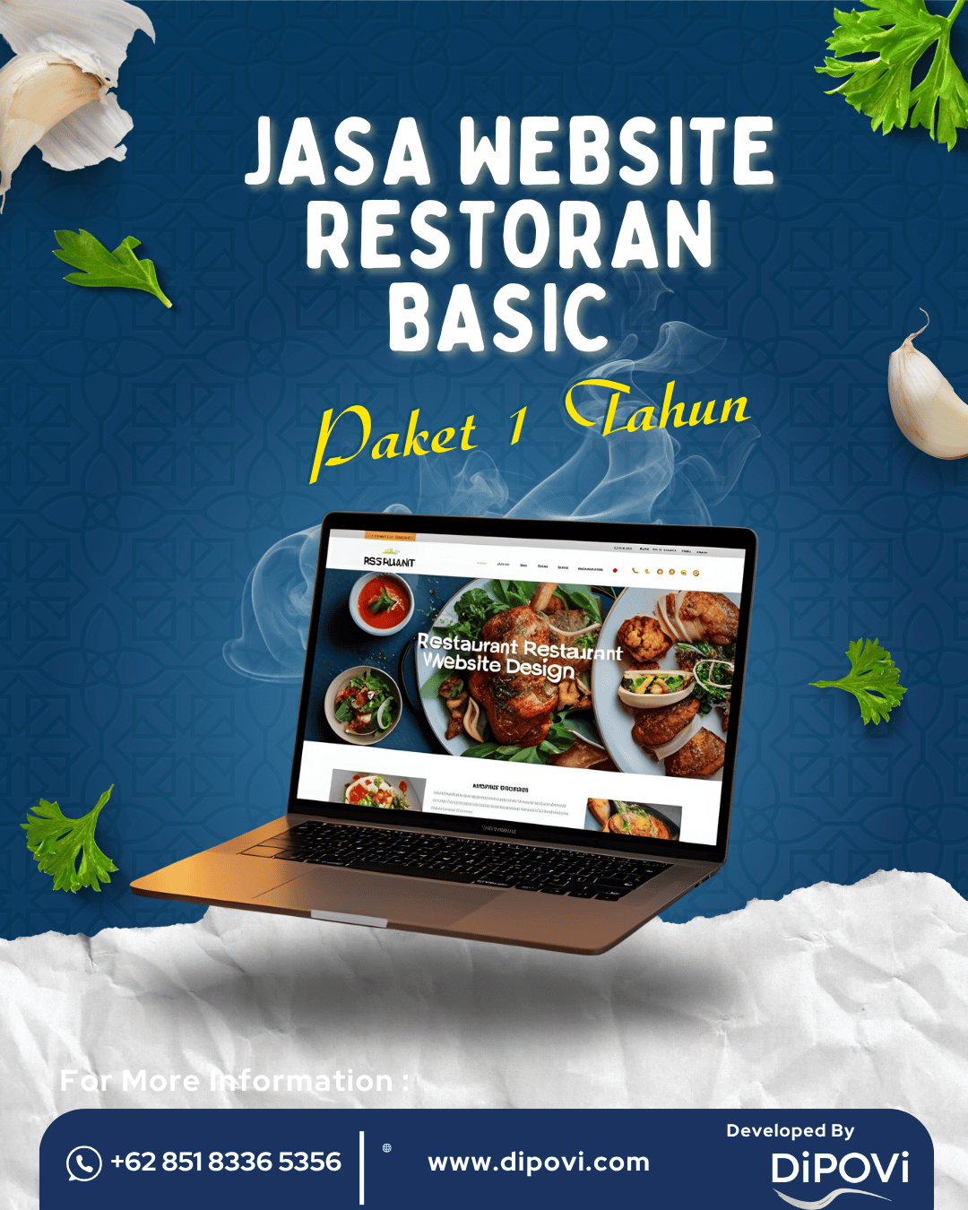 Jasa Website Restoran Basic Paket 1 Tahun